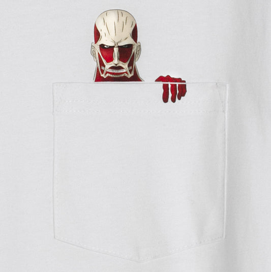Close up t-shirt à poche blanc en coton bio avec impression pocket colossal