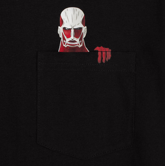 Close up t-shirt à poche noir en coton bio avec impression pocket colossal