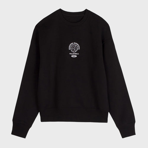 Sweat crewneck premium ample noir avec broderie style universitaire karasuno highschool volleyball